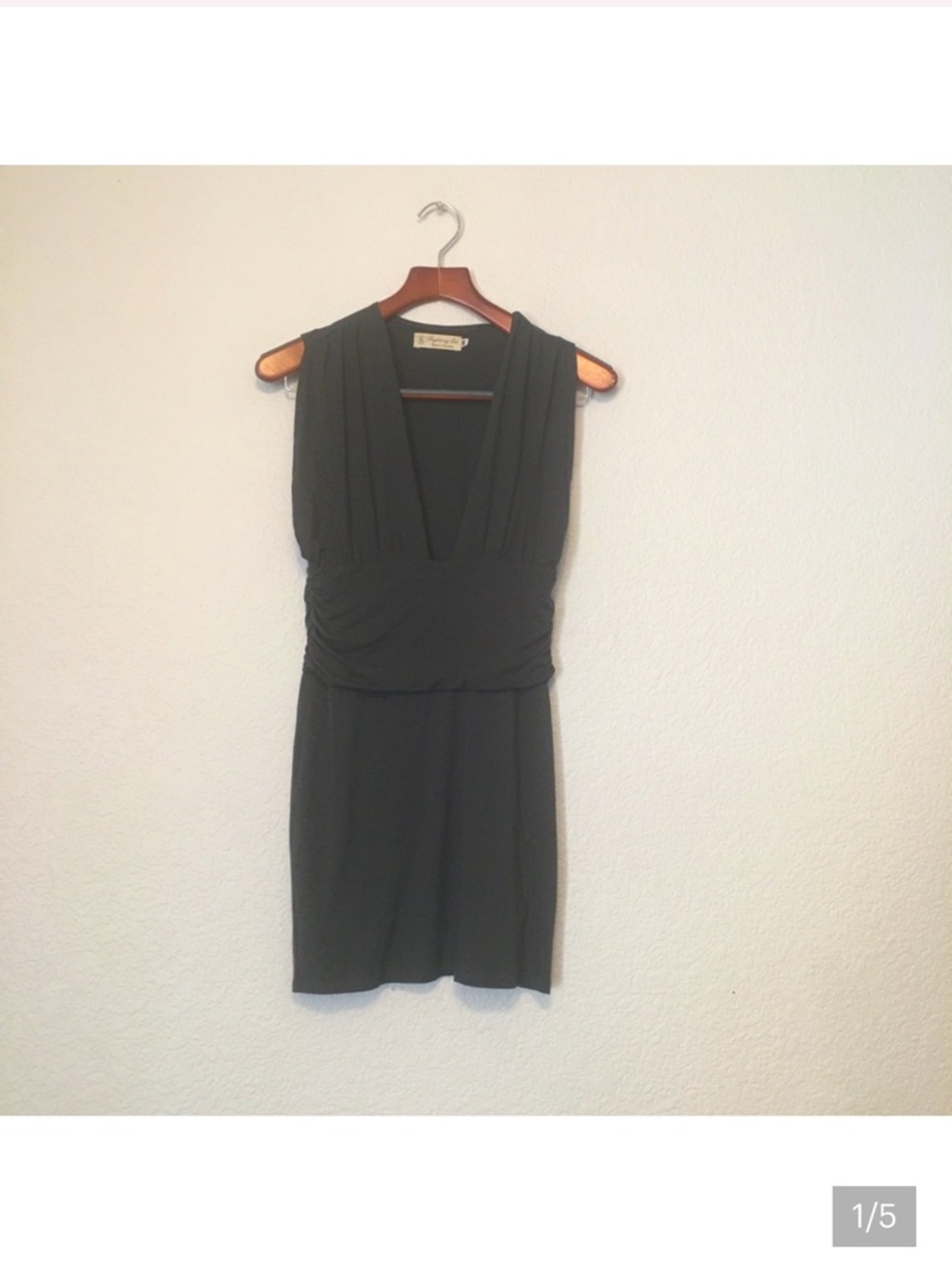 Fighting Eel Sleeveless V-Neck Mini Dress in Charcoal Gray - Picture 2 of 6